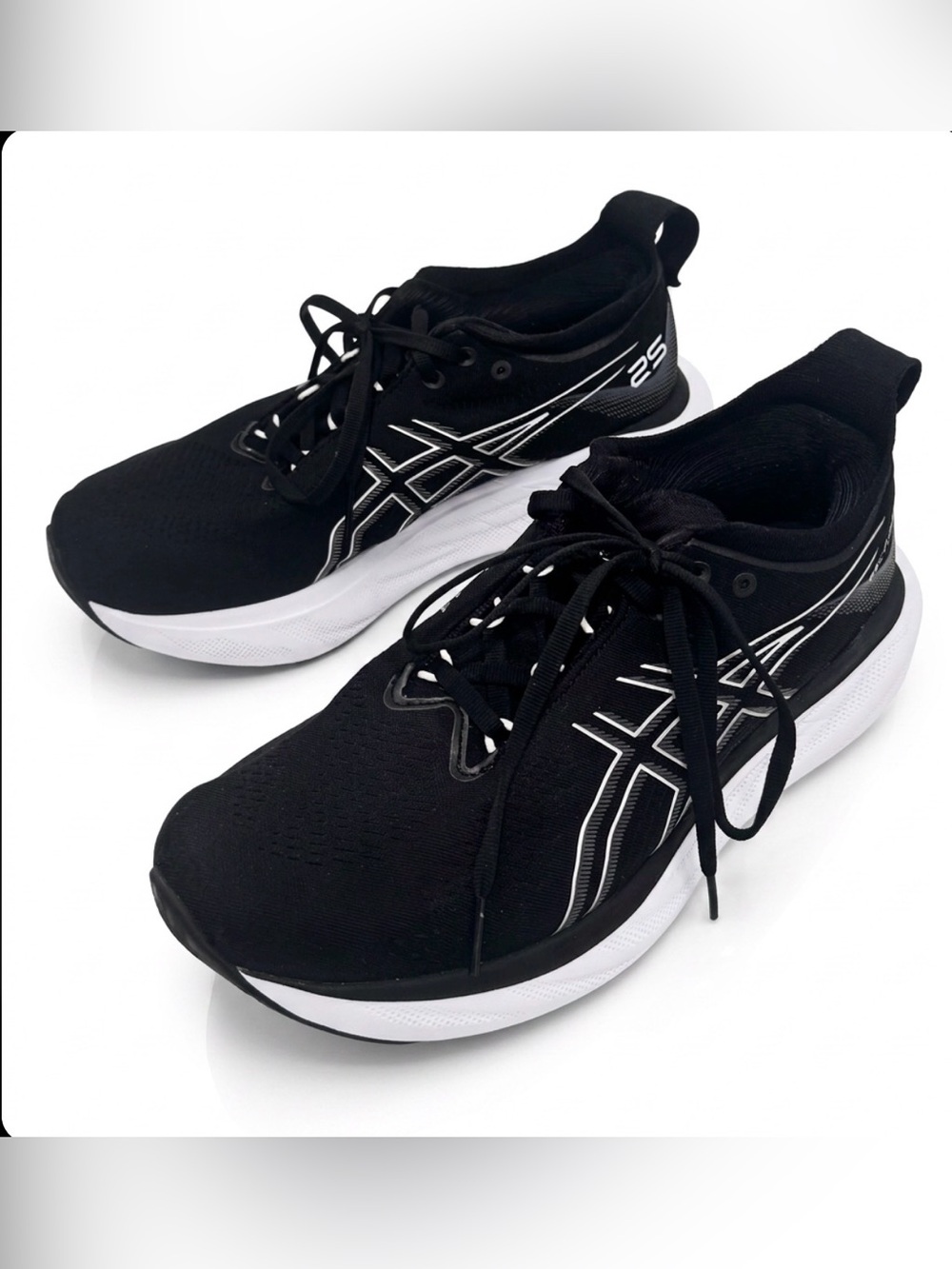 Asics Black and White Men's Athletic Running Shoes